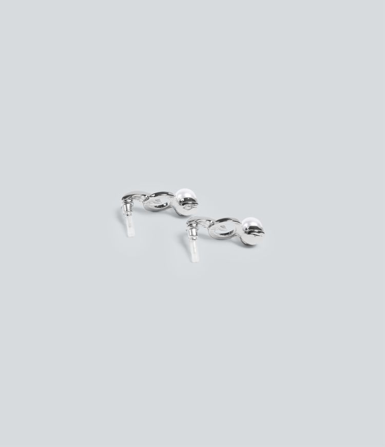 Silver Ohrringe mit Ringen und Perlen / 2