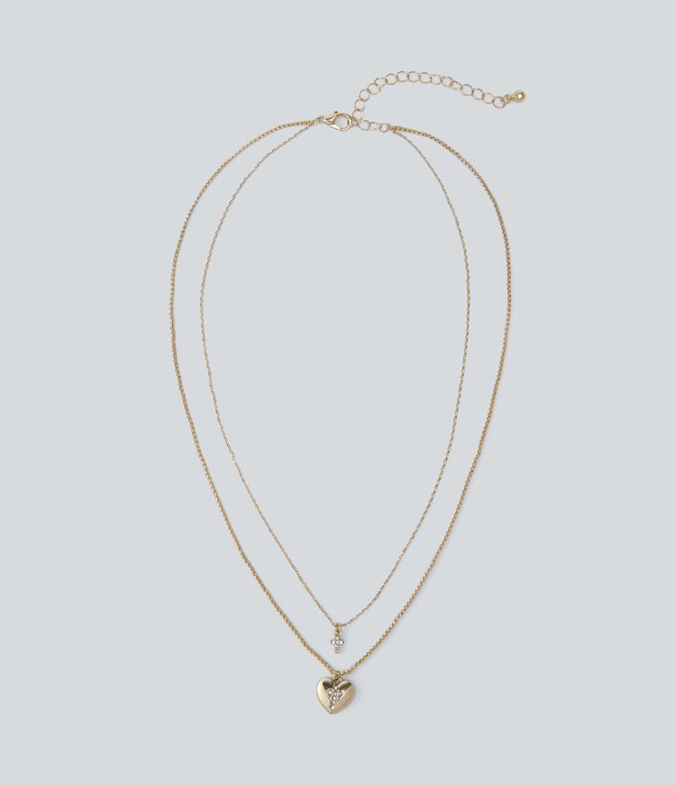 Collier pendentif cœur double couche