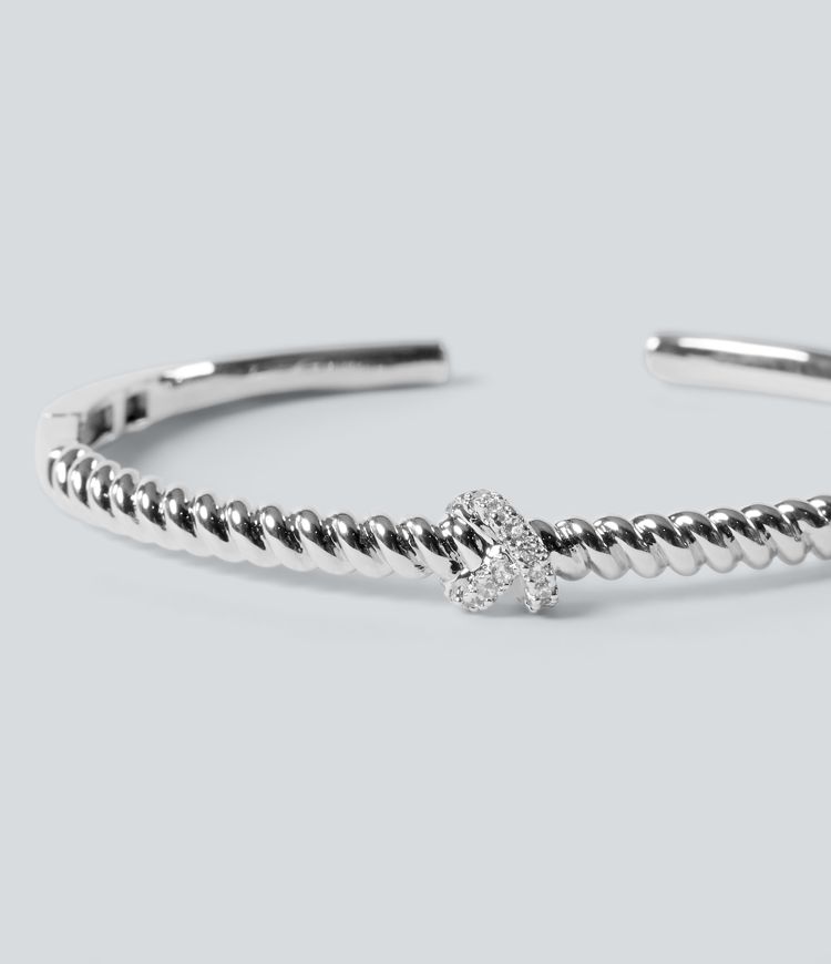 Silver Rope Knot Bracelet with Rhinestones / 2