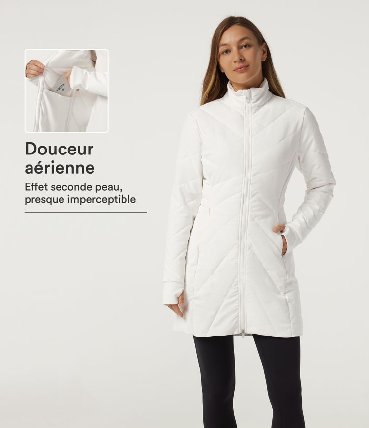 White Doudoune PuffFlex à col montant avec fermeture zippée à double curseur et poches / 1