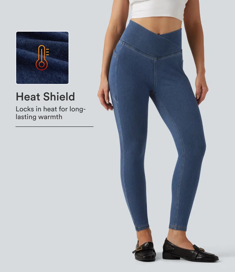 Halara Flex™ Denim Heat High Waisted Asymmetric Casual Leggings with Pockets