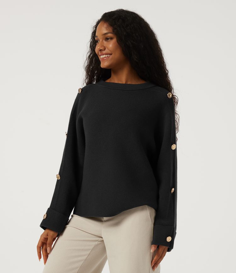 Round Neck Long Sleeve Work Sweater