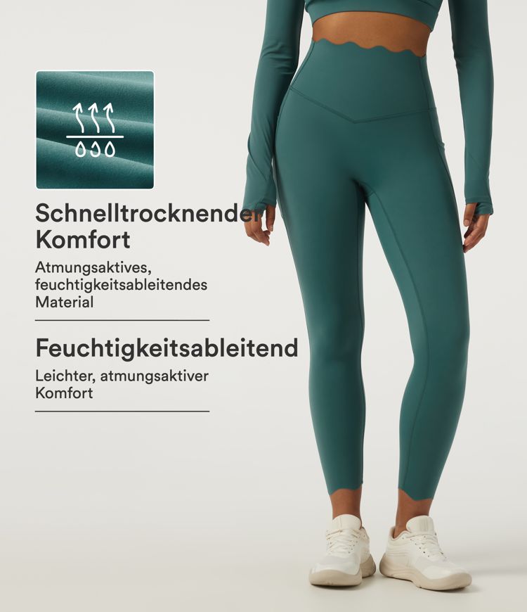 Viridian Lauf-Leggings mit hohem Bund, Seitentaschen und Muschelsaum - schnelltrocknend, skinny fit / 1
