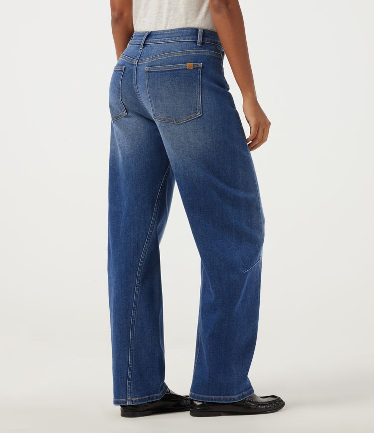 Estate Blue Denim Lässige Jeans mit mittelhohem Bund, mehreren Taschen und geschwungenem Bein / 2