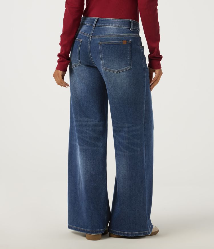 Zenith Blue Low Rise Wide Leg Casual Jeans with Pockets / 2