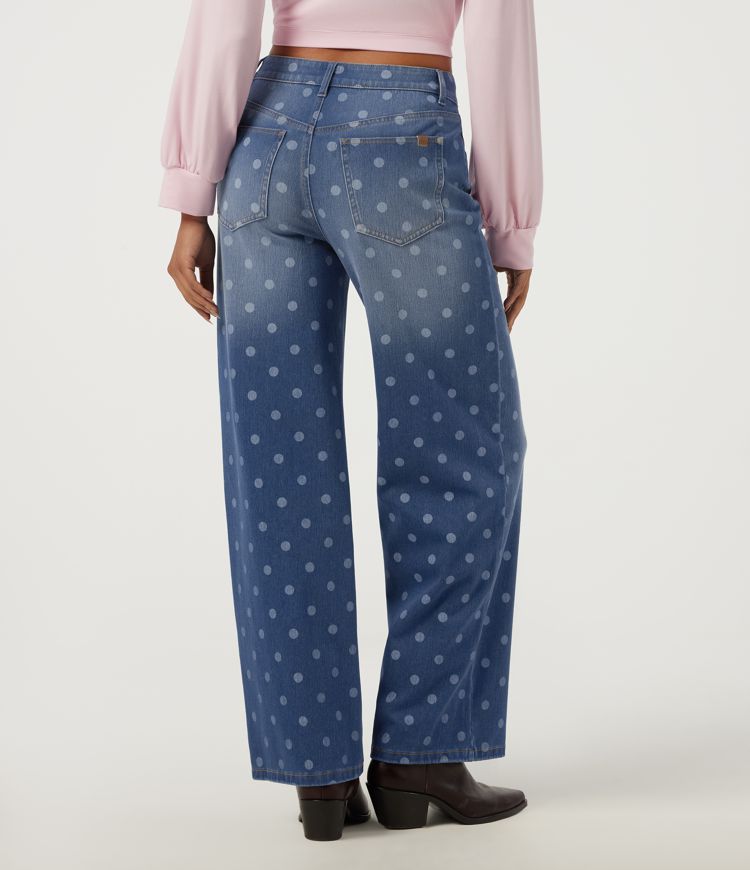 Pelagic Dot Jean à pois Halara Flex™ droit taille mi-haute en coton avec poches / 2