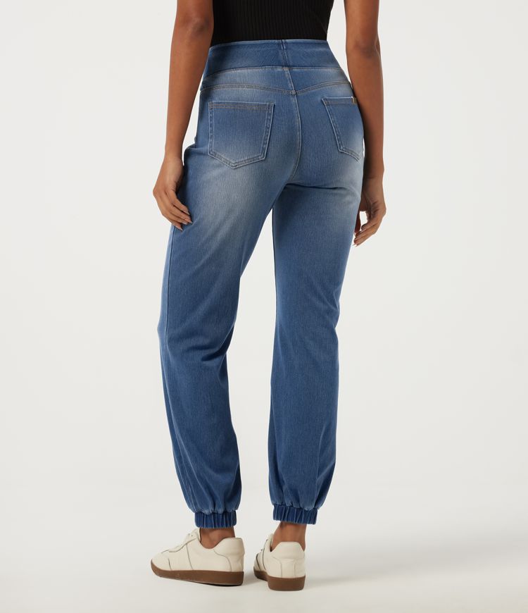 Tide Blue Denim Halara Flex™ High Waisted Ankle-Length Casual Cotton Jeans with Pockets / 2