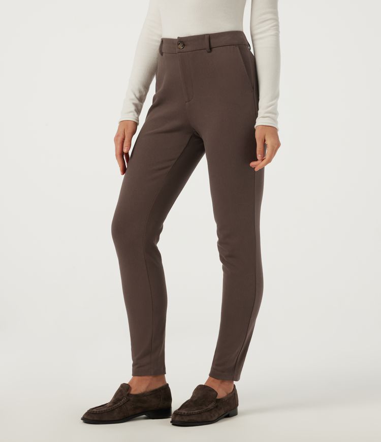 Mid Rise Slim Work Pants with Pockets