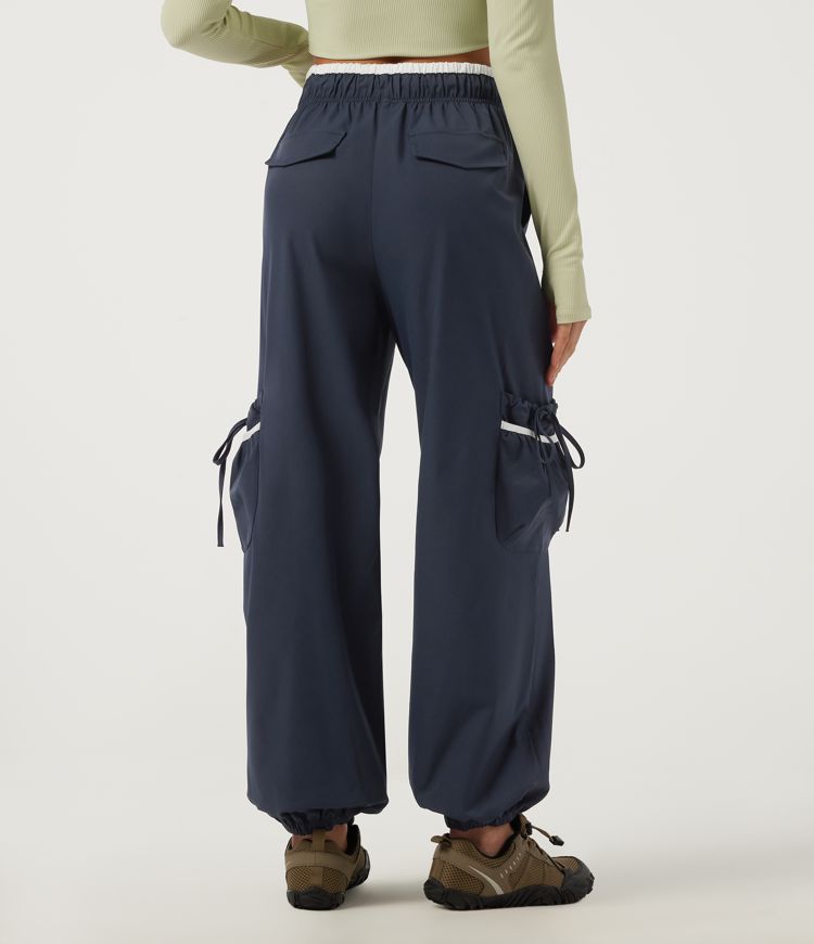 Polar Night Joggers de randonnée déperlants et résistants à l'usure, taille haute, à cordon, color block, à lacets, avec poches / 2