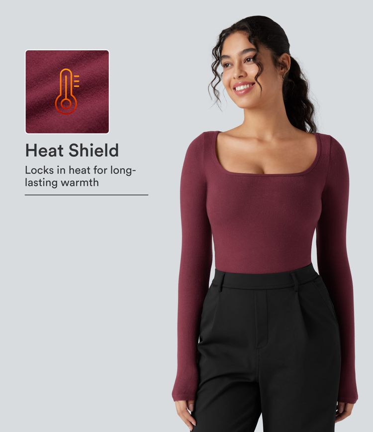 Halara HeatCore Scoop Neck Long Sleeve Work Warming T-Shirt