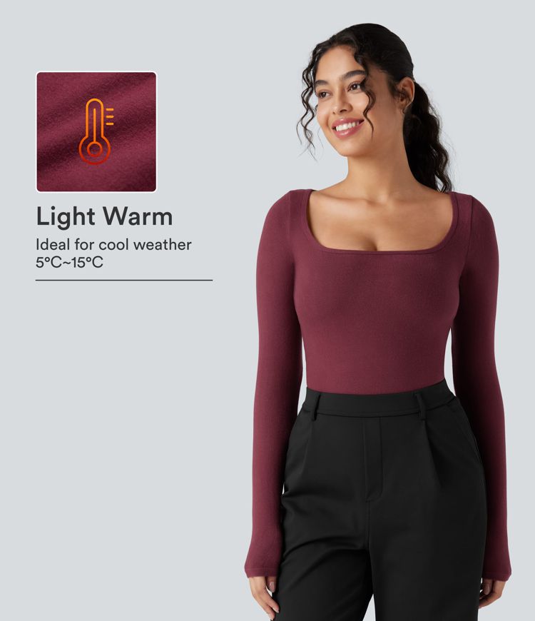 Halara HeatCore Scoop Neck Long Sleeve Work Warming T-Shirt