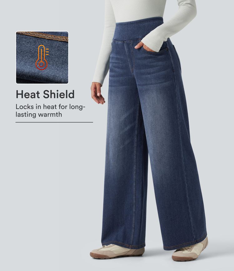 Halara Flex™ Denim Heat High Waisted Wide Leg Casual Jeans with Pockets