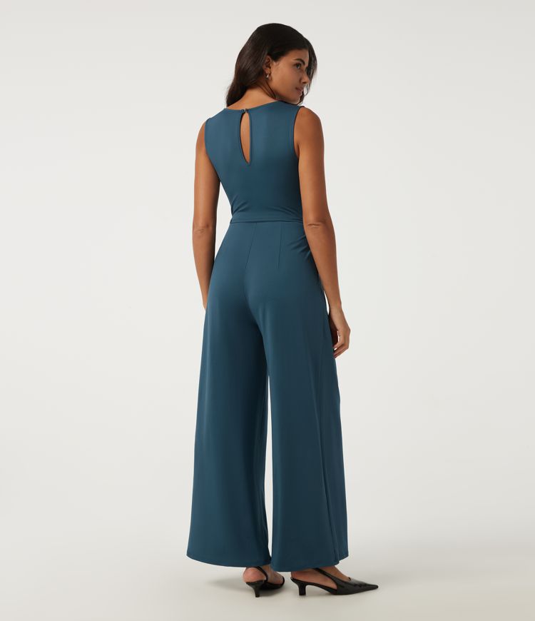 Balsam Round Neck Sleeveless Keyhole Back Baggy Casual Jumpsuit with Pockets - Easy Peezy Edition / 2
