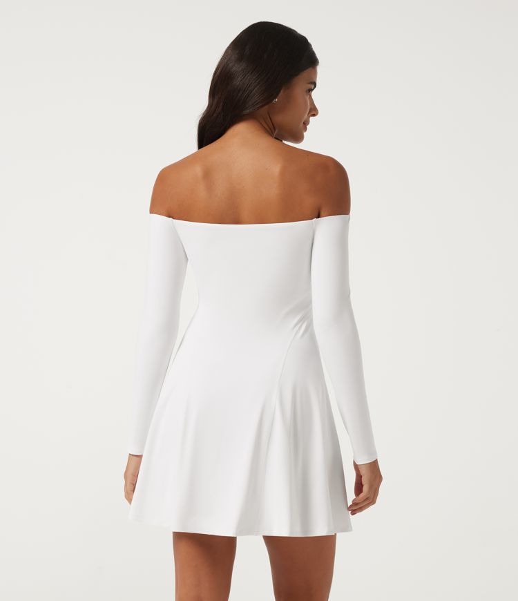 Blanc Robe courte SoftlyZero™ Plush à épaules dénudées et manches longues avec brassière intégrée – Bonnets B à DD / 2