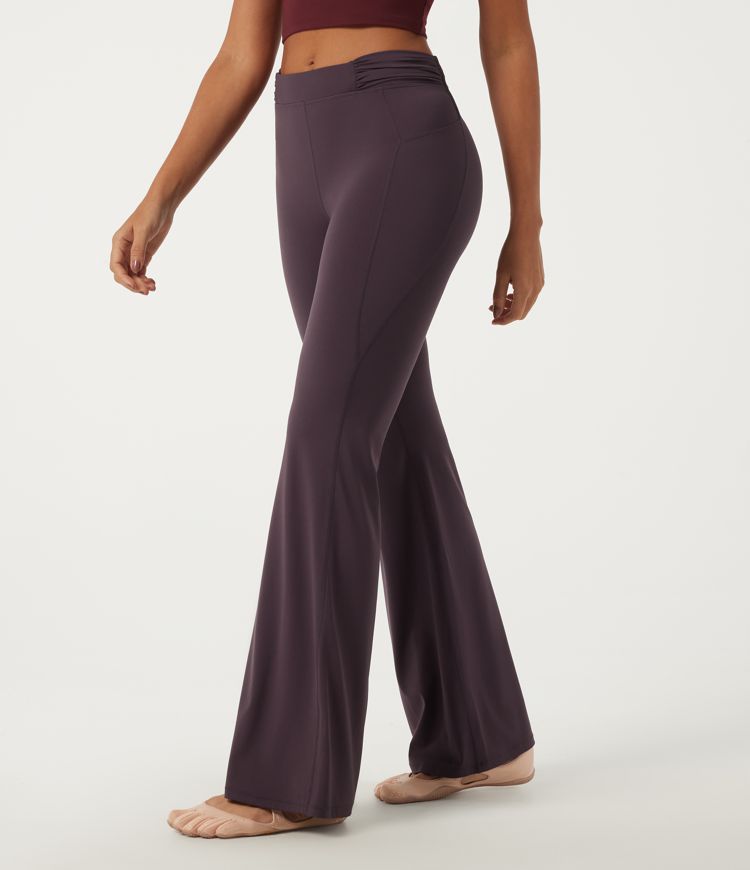 Dusky Evening purple SoftlyZero™ Mid Rise Flare Ruched Yoga Leggings / 1