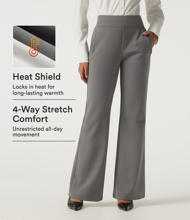 High Waisted Flare Fleece Work Pants with Pockets