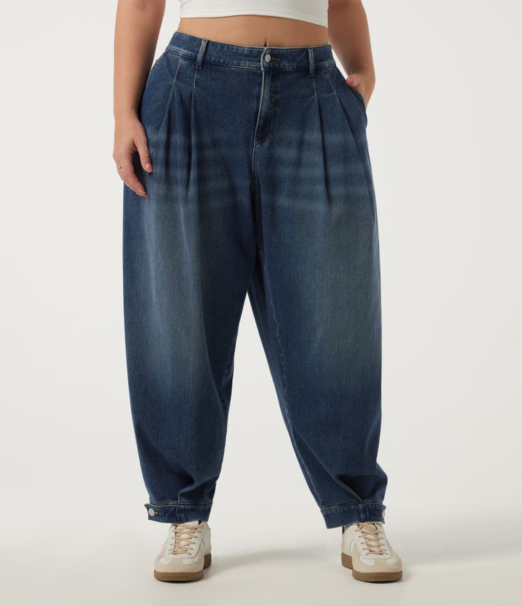 Halara Flex™ Plus Size Mid Rise Casual Cotton Jeans with Pockets
