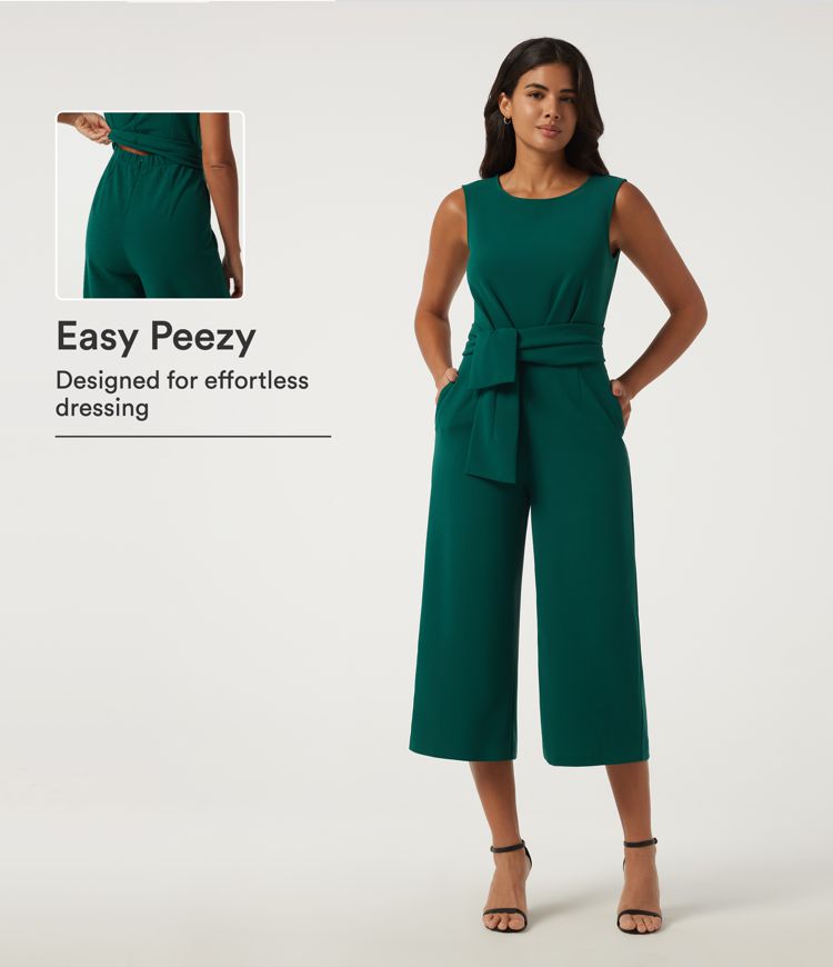 Boat Neck Sleeveless Baggy Work Jumpsuit with Pockets - Easy Peezy Edition
