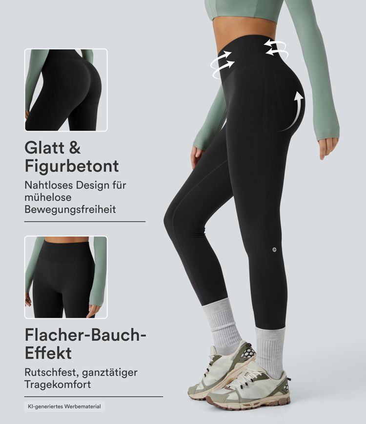OneForm - Yoga-Leggings mit mittelhohem Bund, Bauchkontrolle und nahtlosem Flow - Po-Lifting