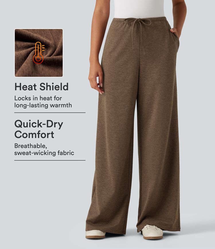Claystone Lässige Fleece-Sweathose mit mittlerer Bundhöhe, Kordelzug, weit geschnitten, schnelltrocknend, mit Taschen – UPF 40+ / 1