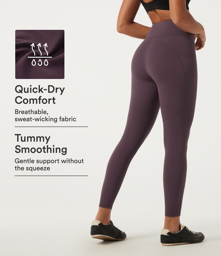 Quick Dry High Waisted Tummy Control Yoga Leggings with Pockets
