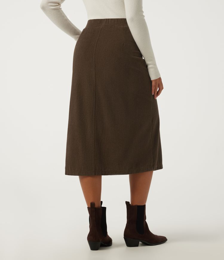 Demitasse High Waisted A Line Corduroy Midi Casual Skirt with Pockets / 2