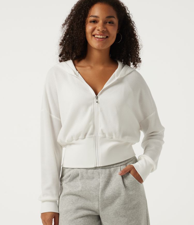 Sweat gaufré à capuche et manches longues