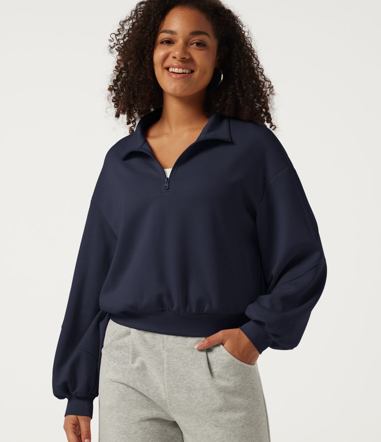 Mock Neck Long Sleeve Casual Sweatshirt 