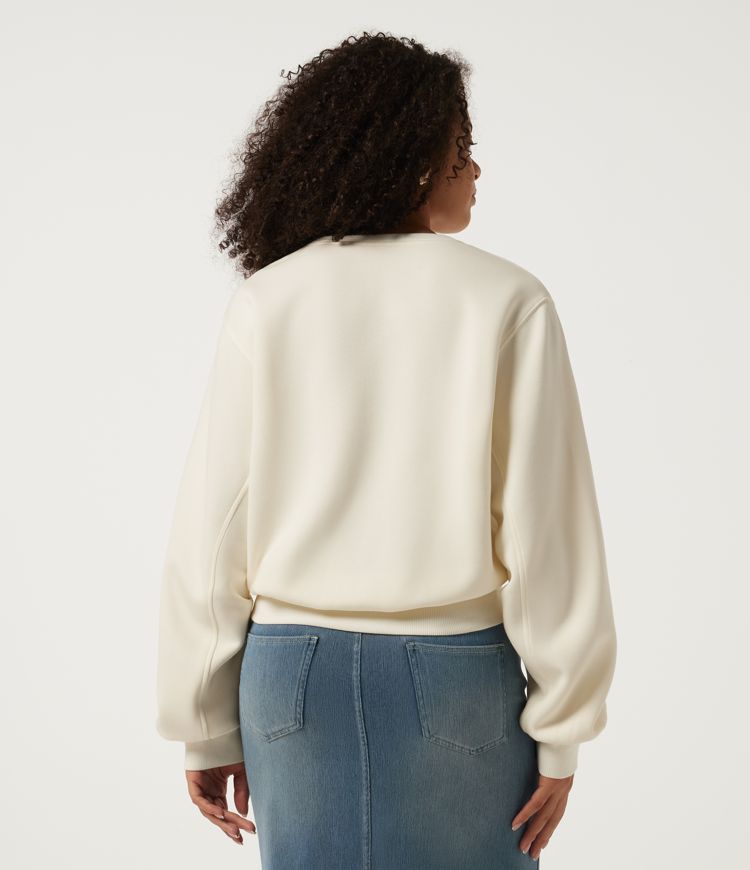 Antique White Sweat-shirt de yoga à manches longues col en V / 2