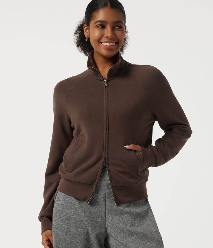 Stand Collar Long Sleeve Work Windbreaker Jacket with Pockets