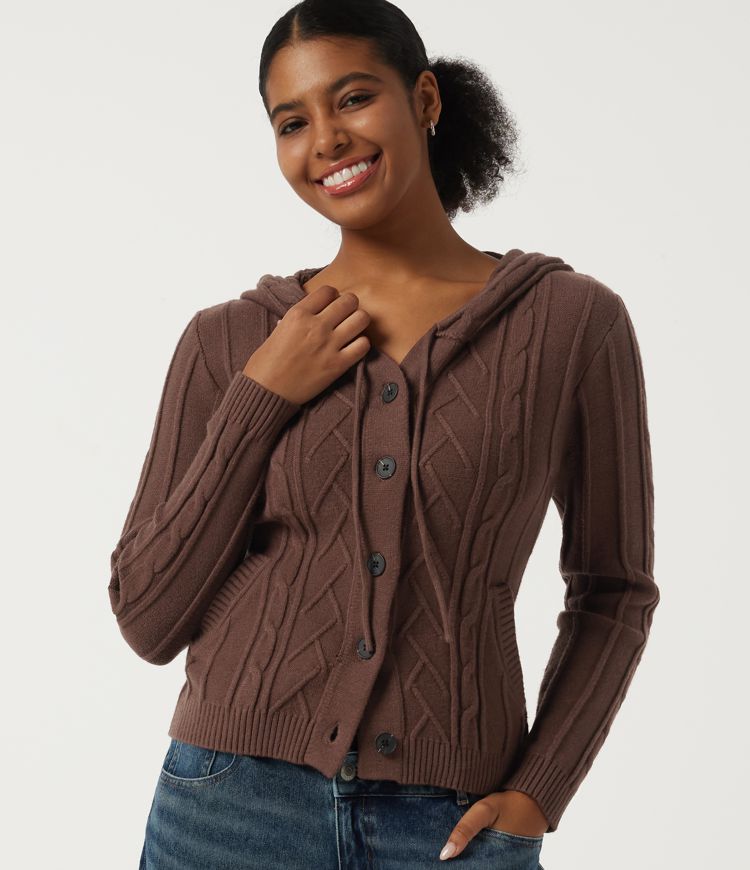 Hooded Long Sleeve Casual Cardigan with Pockets
