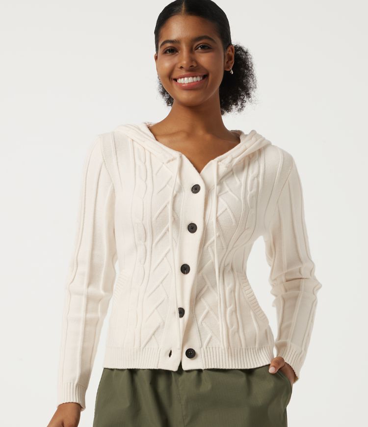 Hooded Long Sleeve Casual Cardigan with Pockets