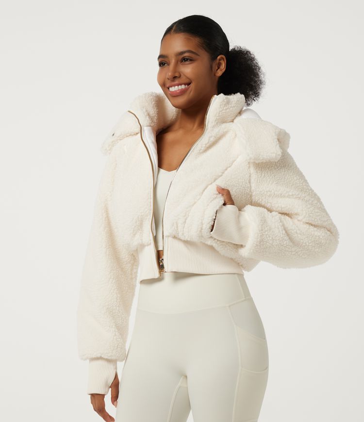 Hooded Raglan Long Sleeve Fleece Casual Padded Jacket with Pockets