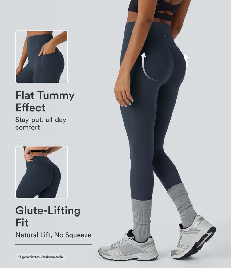 Halara UltraSculpt™ - Formende Workout-Leggings mit hohem Bund, Seitentaschen, Booty-Scrunch und Bauchkontrolle