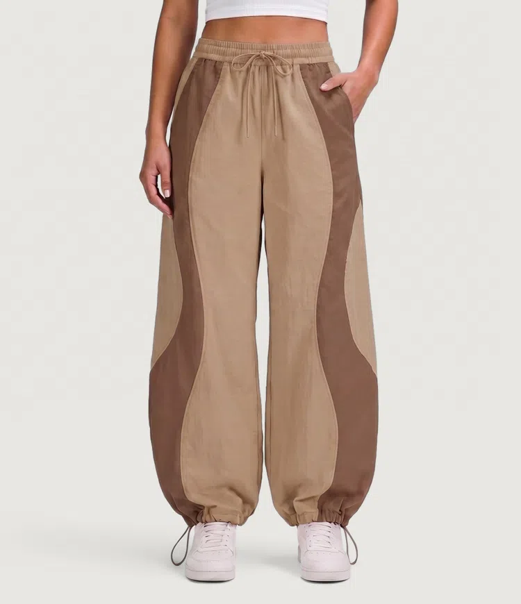 Pantalon à blocs de couleurs effet frais InstantCool à séchage rapide taille haute avec cordon de serrage et poches, protection solaire UPF 40+
