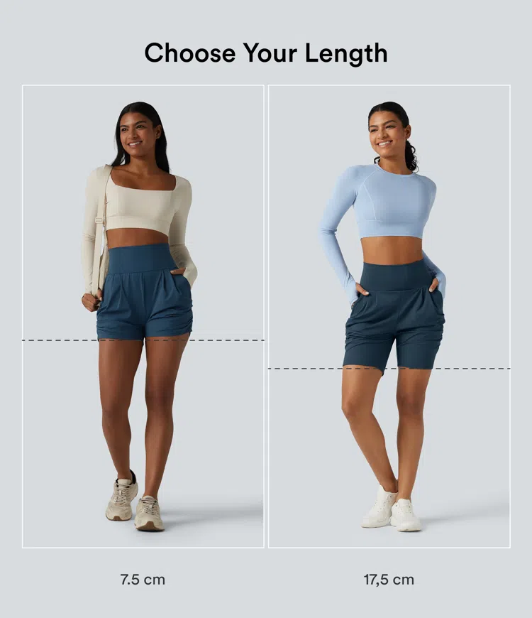 Majolica Blue SoftlyZero™ Airy High Waisted Ruched InstantCool Yoga Running Shorts 3'' with Pockets / 2