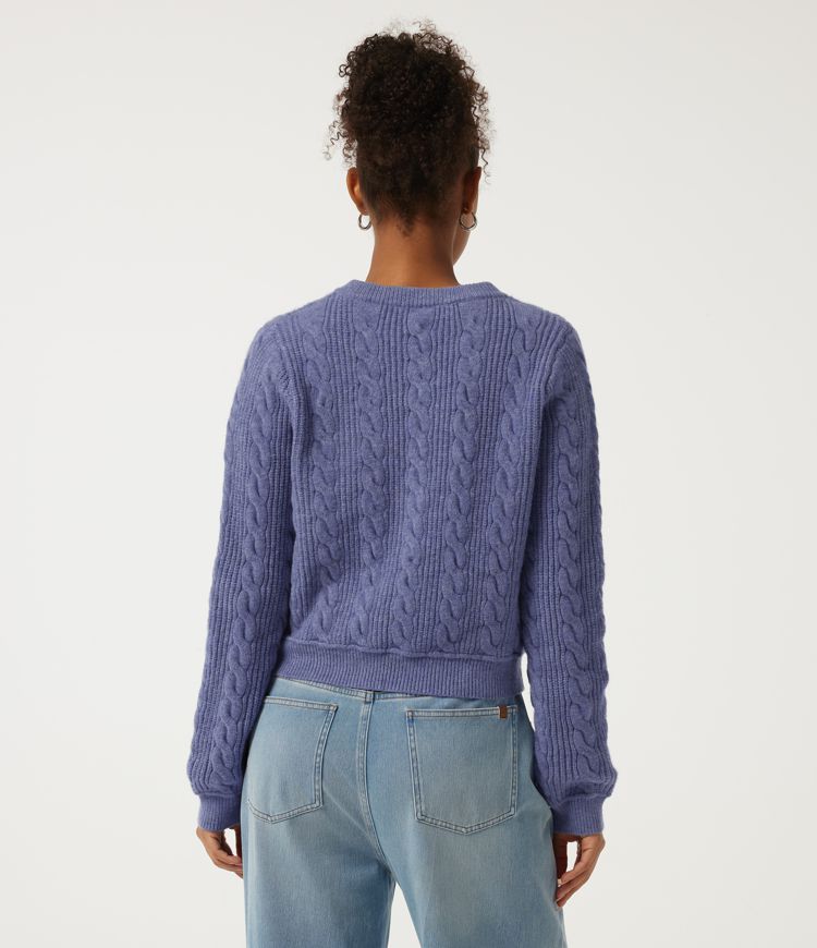 Lavender Violet Lässige Strickjacke mit Rundhalsausschnitt und langen Ärmeln / 2