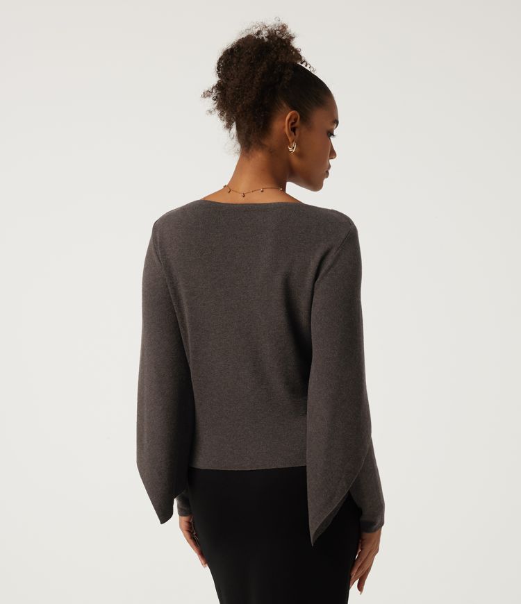 Shopping Bag Boat Neck Long Sleeve Casual Sweater / 2