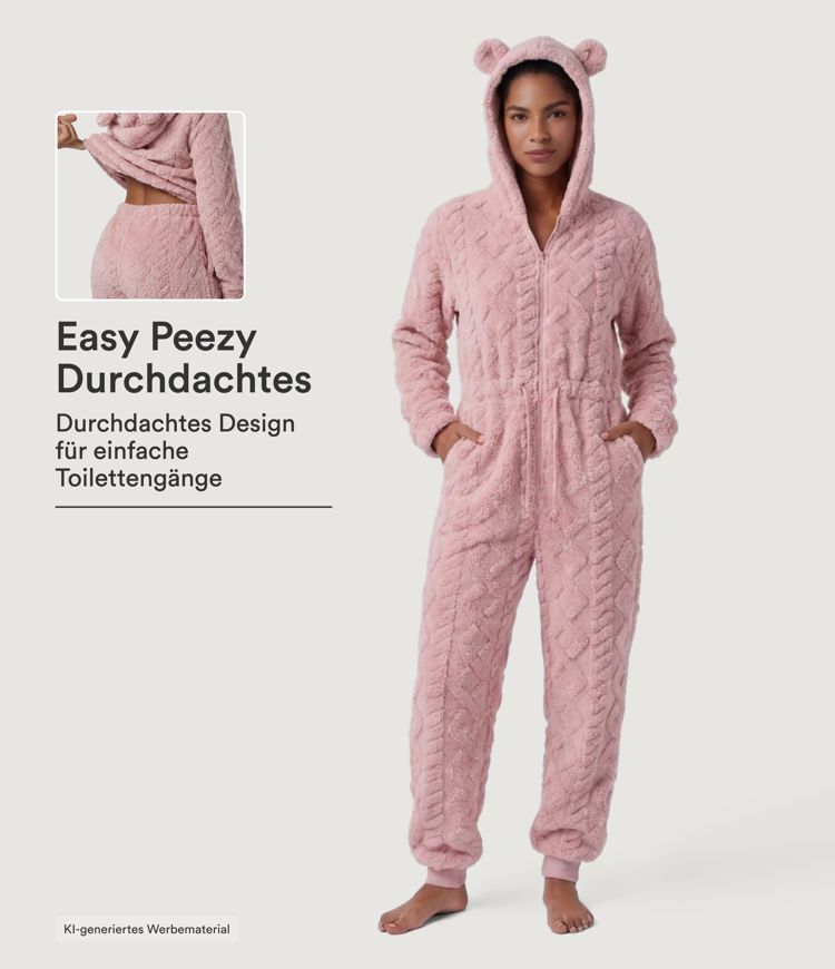 Lounge-Jumpsuit mit Kapuze, Seitentaschen und langen Ärmeln - Easy Peezy Edition