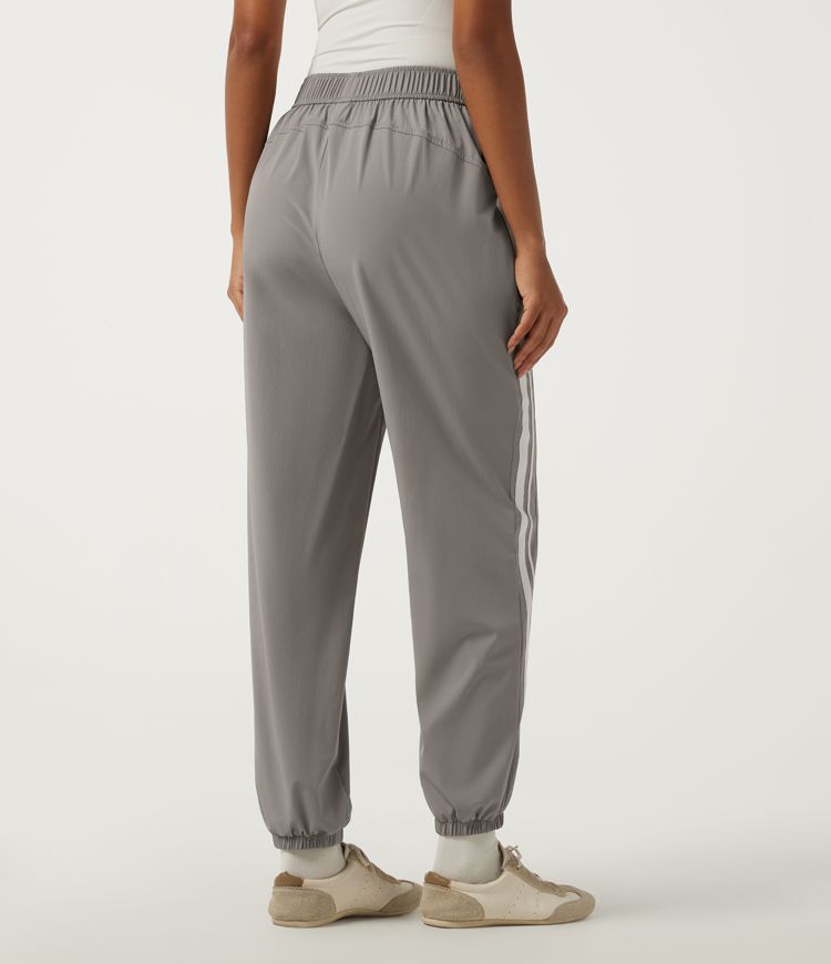 Limestone High Waisted Side Stripe Casual Joggers with Pockets / 2