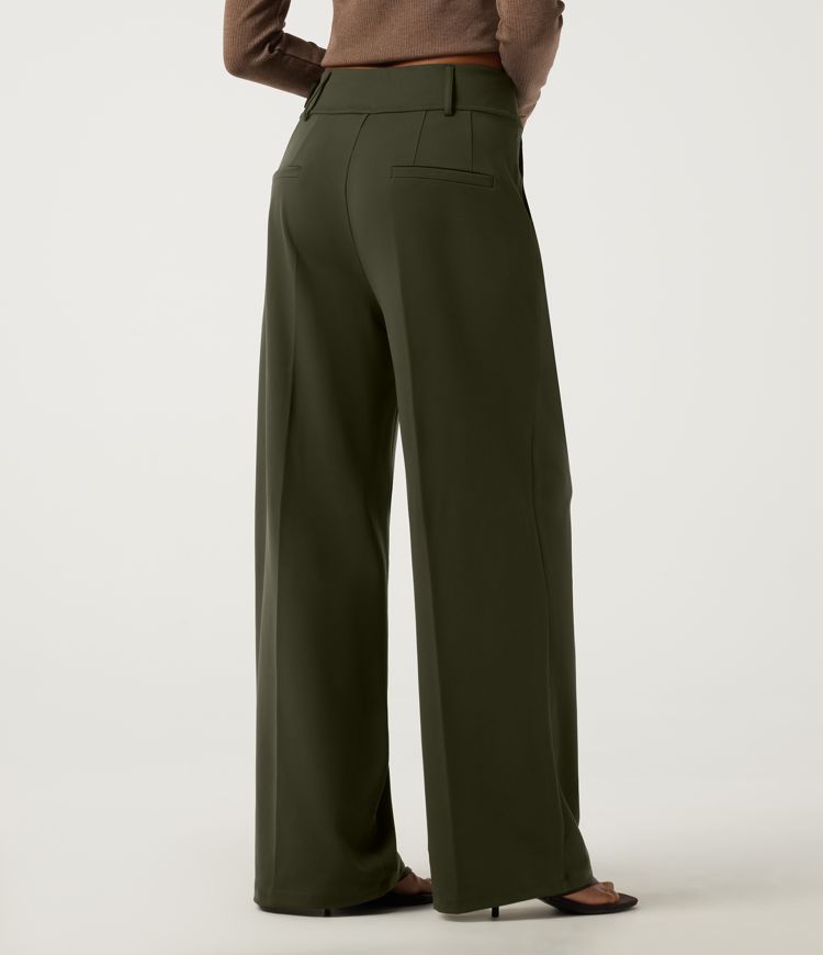 Forest Night Halara DayStretch™ Stoffhose mit mittelhohem Bund, weitem Bein, Schnallenverschluss und Taschen / 2