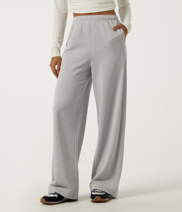 Pantalon de jogging décontracté taille haute, à cordon, coupe droite, avec poches