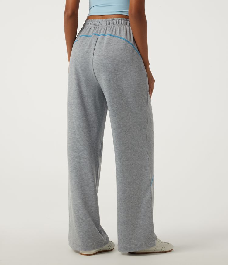 Airy Space High Waisted Drawstring Baggy Color Block Casual Sweatpants with Pockets / 2