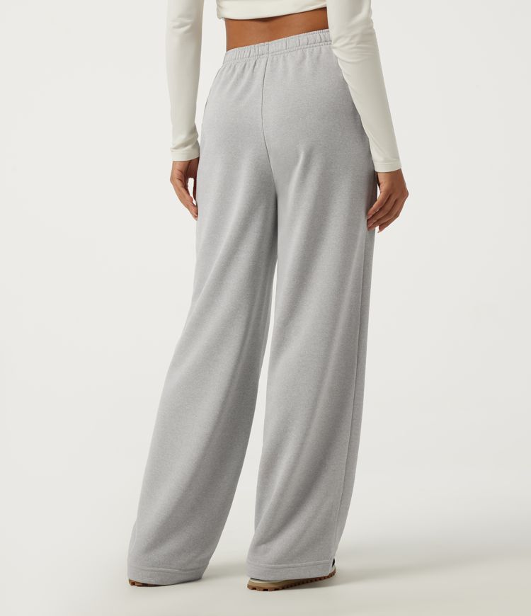 Fog Gray High Waisted Drawstring Straight Leg Casual Sweatpants with Pockets / 2