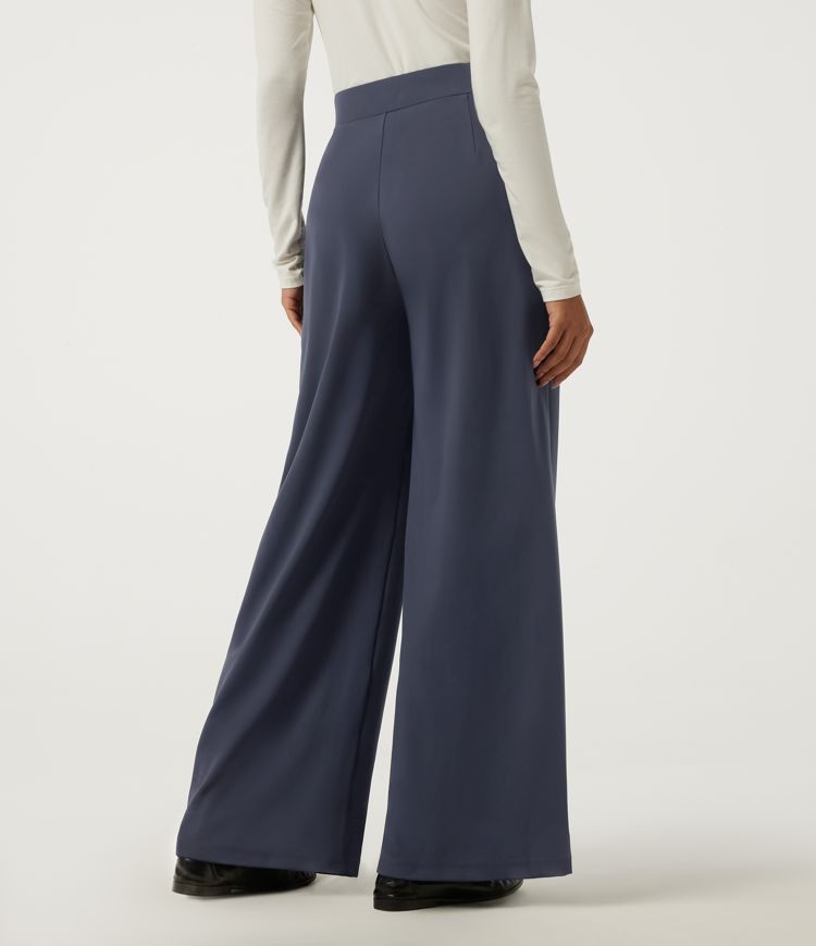 Always in a Mood - Dark Blue High Waisted Wide Leg Yoga Pants with Pockets / 2