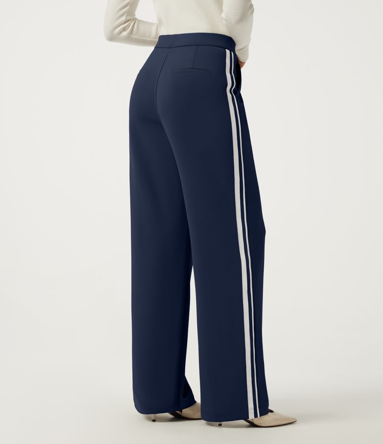 Mood Indigo Halara Flex™ High Waisted Straight Leg Side Stripe Crepe Work Pants with Pockets / 2