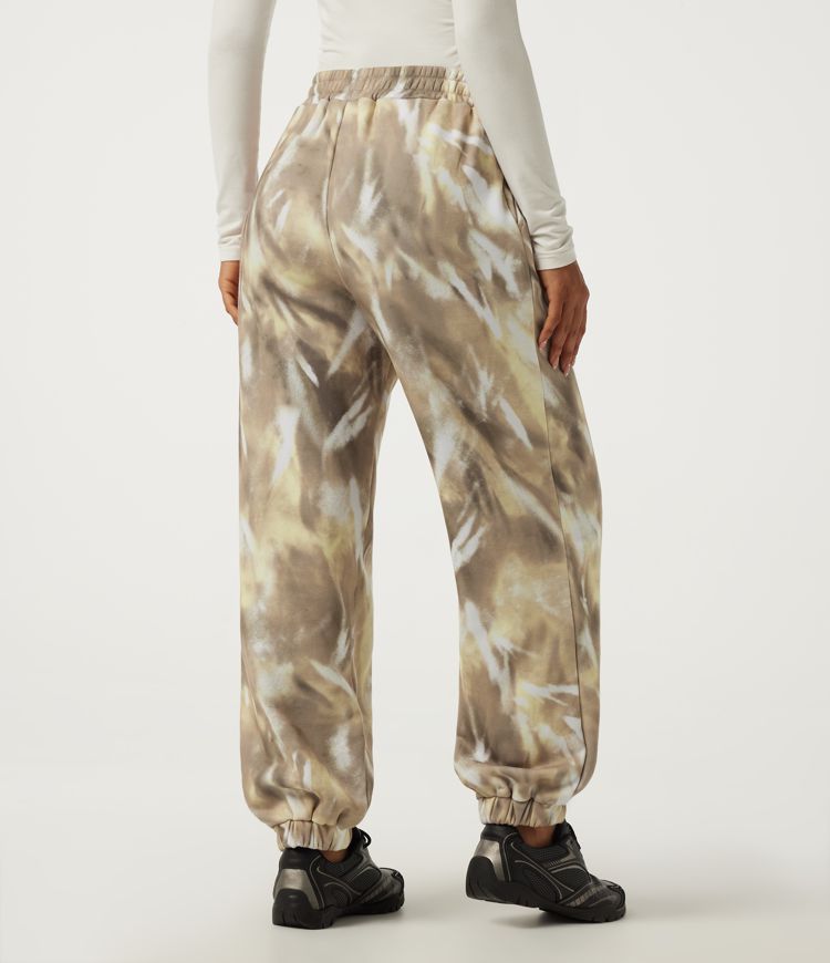 Oatmilk Marble High Waisted Casual Sweatpants with Pockets / 2