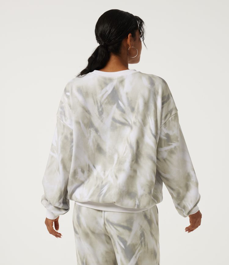 Misty Marble Round Neck Long Sleeve Fleece Casual Sports Sweatshirt / 2