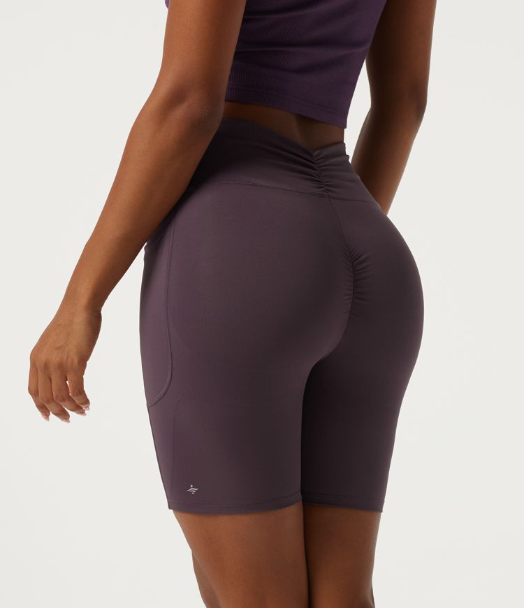 High Waisted Tummy Control Quick Dry Training Bikers 7" with Pockets