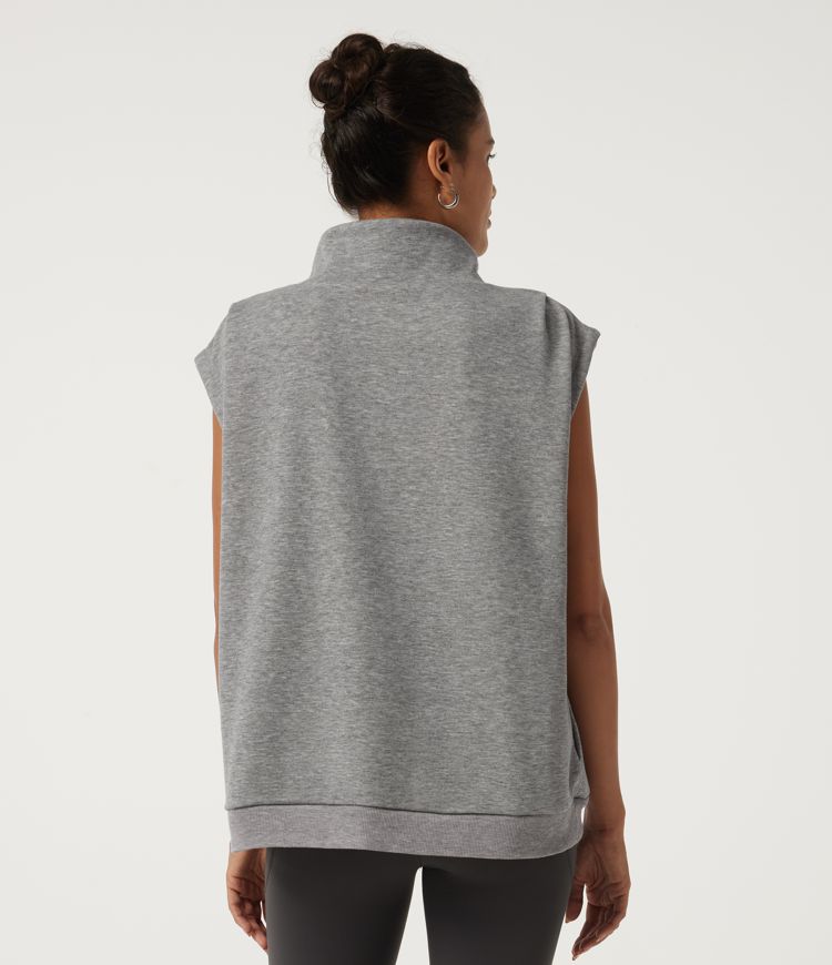 Fog Gray Mock Neck Cap Sleeve Casual Sweatshirt / 2